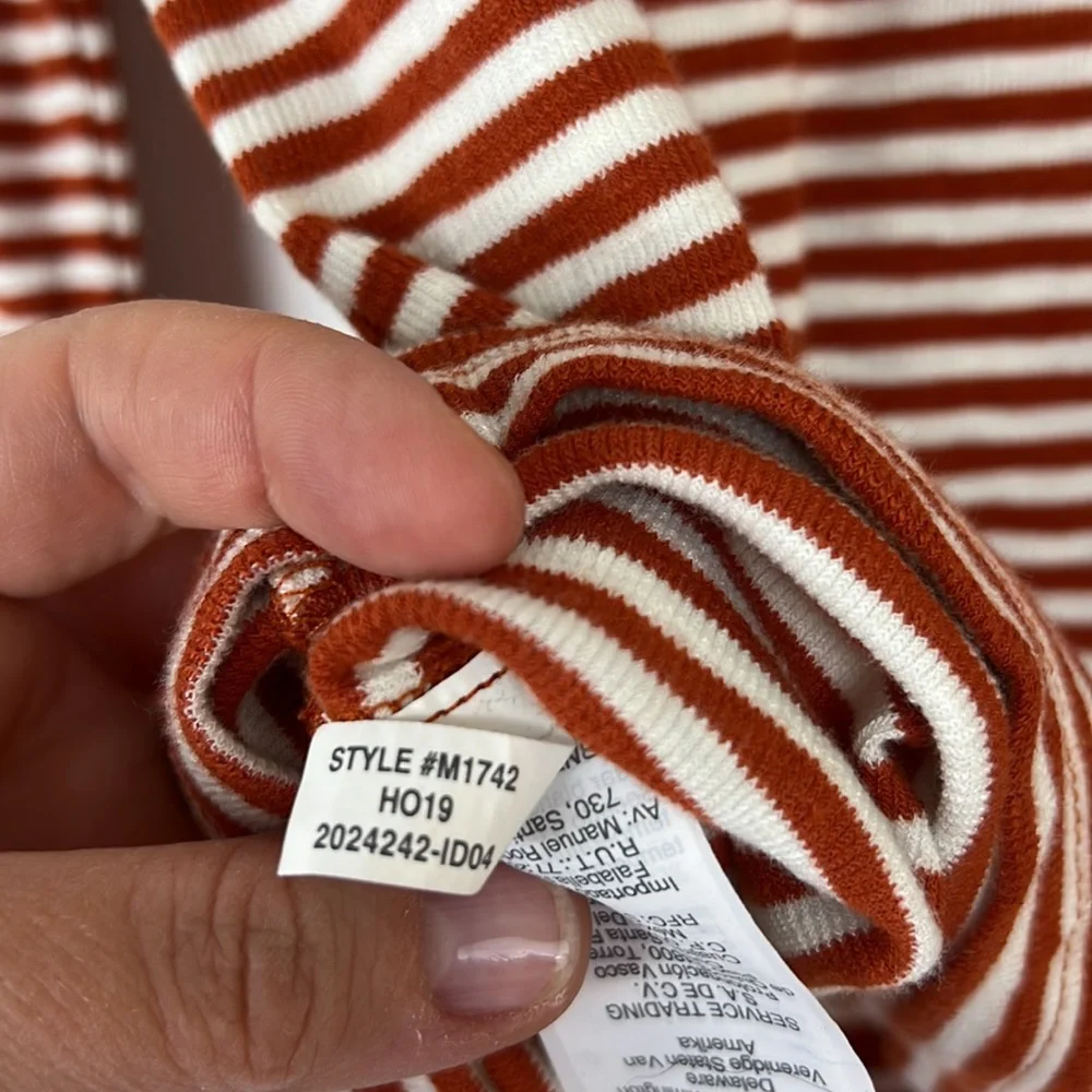 MADEWELL Long sleeve striped crew neck Maple Glow Baguette button cuffs S - Picture 8 of 9